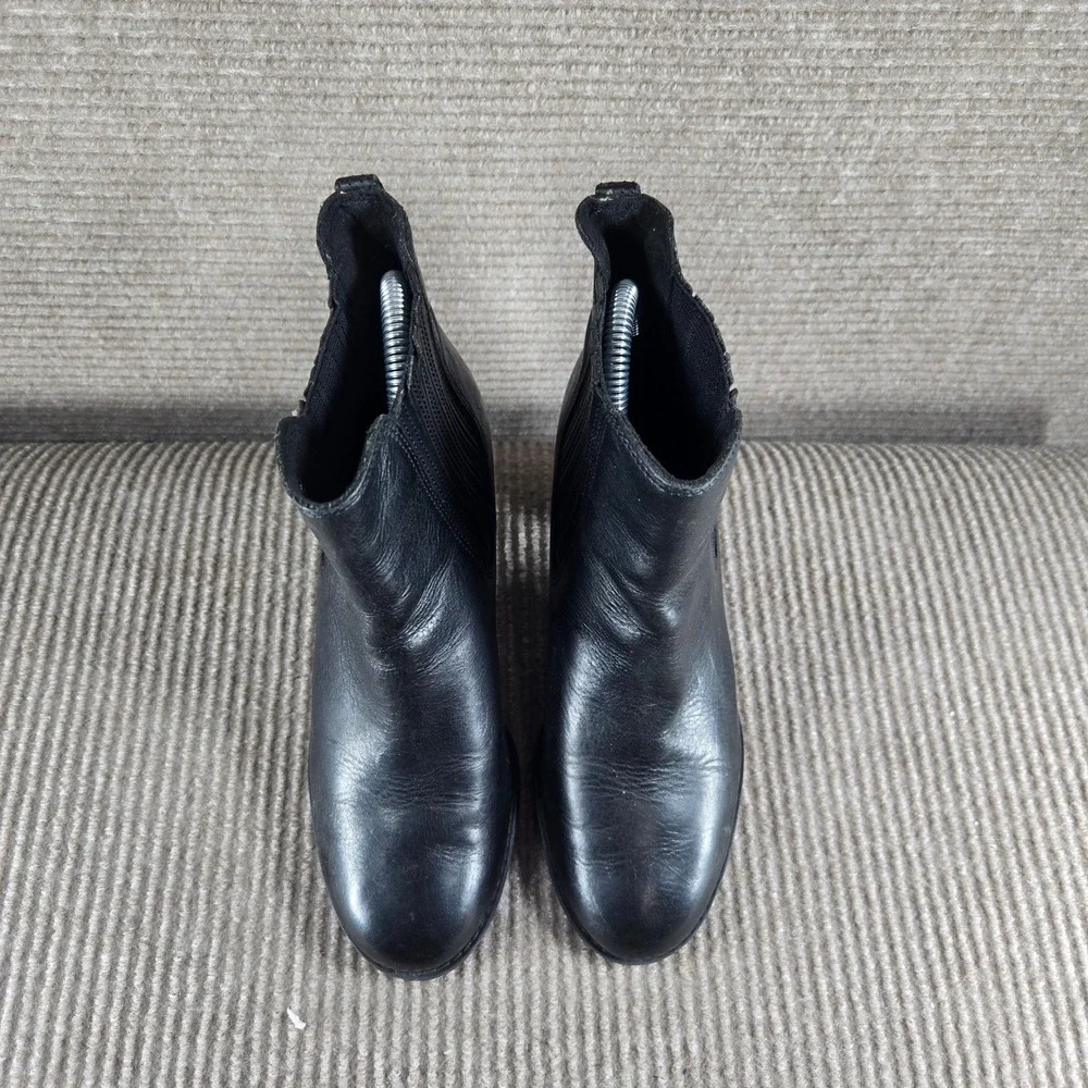 Timberland Womens‎ 6W Black Leather Block Heel Chelsea Ankle Boots A1979